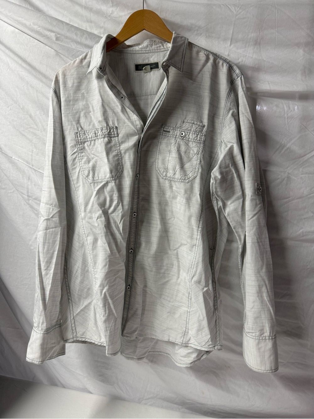 INC International Concepts Light Gray Long-Sleeve Shirt Jacket size L